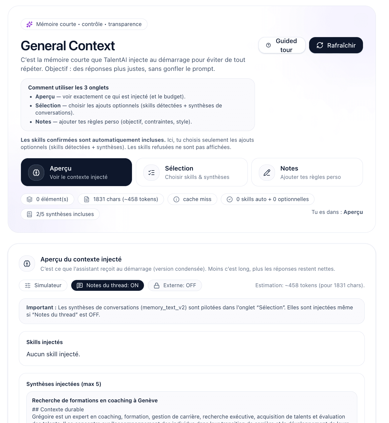 Votre contexte personnel